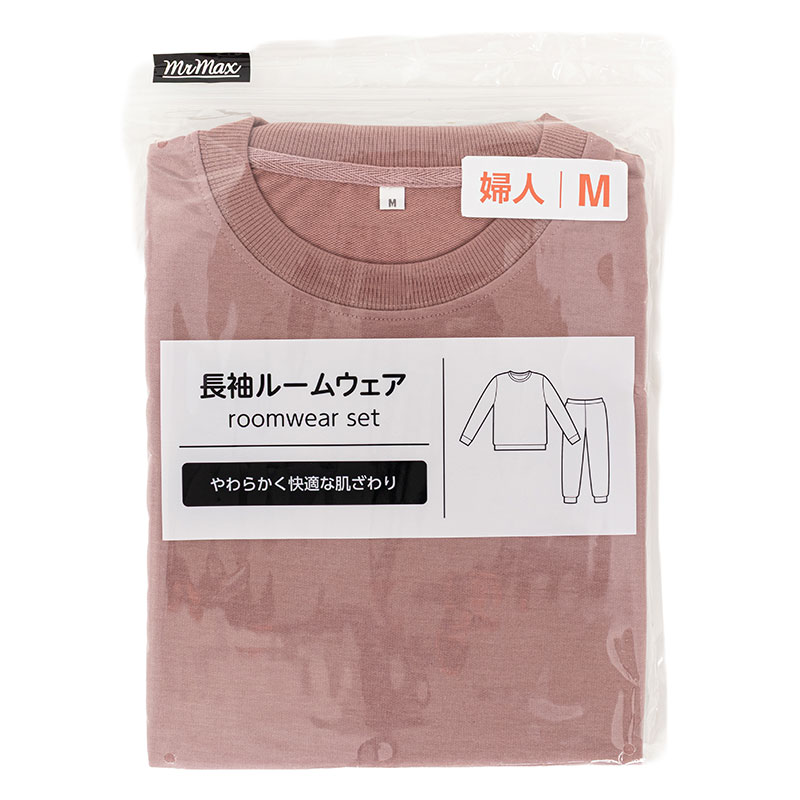 レディース 長袖 ルームウェアセット ピンク