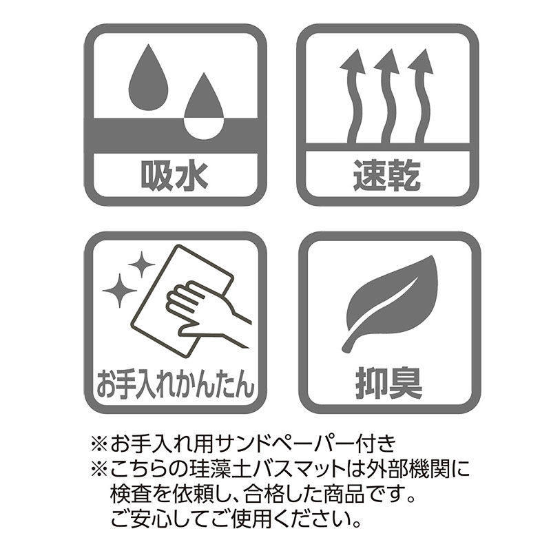 速く乾いてお手入れカンタン 珪藻土バスマット M グレー