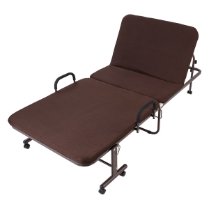 背もたれリクライニング&キャスター付 おりたたみメッシュベッド ブラウン 5421-010(BR)