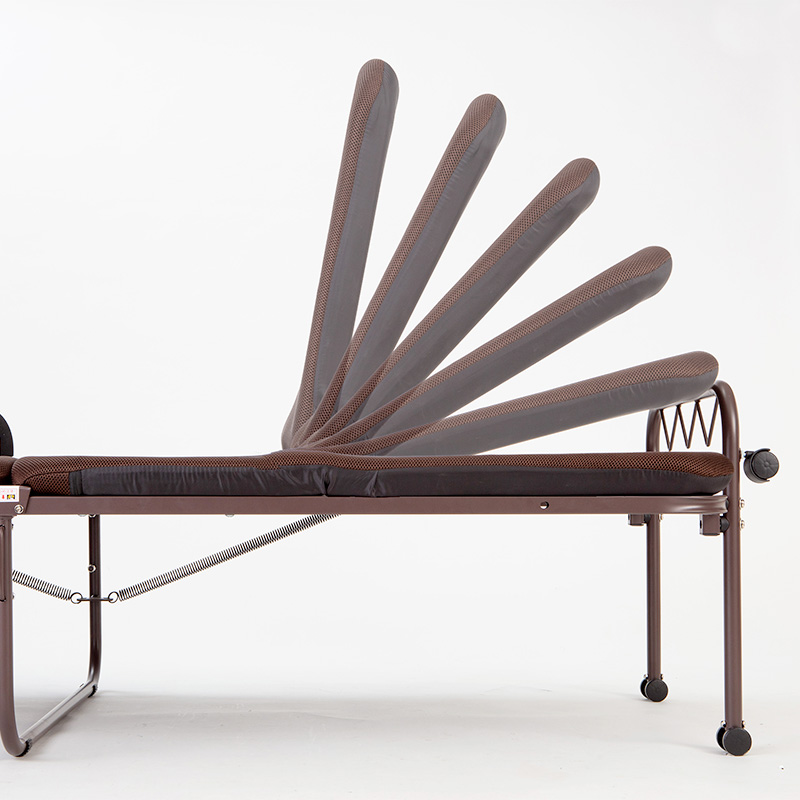 背もたれリクライニング&キャスター付 おりたたみメッシュベッド ブラウン 5421-010(BR)