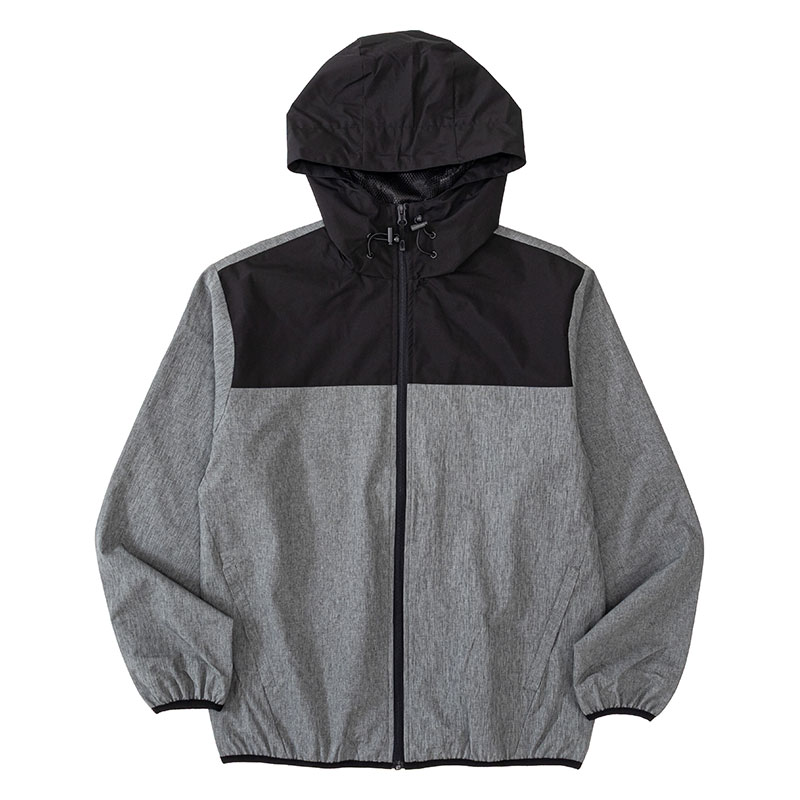 メンズ 防風撥水パーカー 杢チャコール