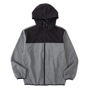 メンズ 防風撥水パーカー 杢チャコール
