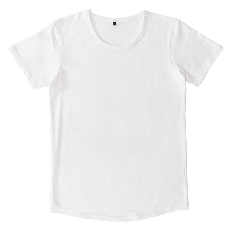 メンズ 裏起毛インナー 半袖 丸首 ホワイト