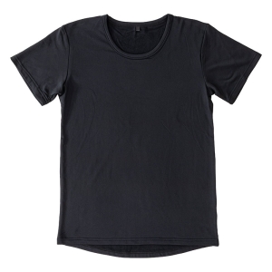 メンズ 裏起毛インナー 半袖 丸首 ブラック