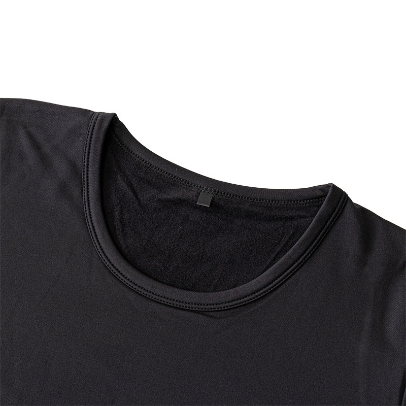 メンズ 裏起毛インナー 半袖 丸首 ブラック