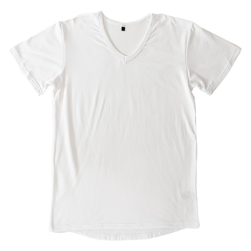 メンズ 裏起毛インナー 半袖 丸首 ホワイト