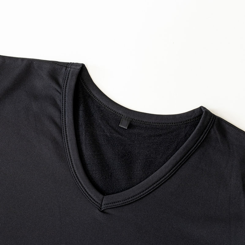 メンズ 裏起毛インナー 半袖 丸首 ブラック