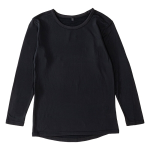 メンズ 裏起毛インナー 9分袖 丸首 ブラック