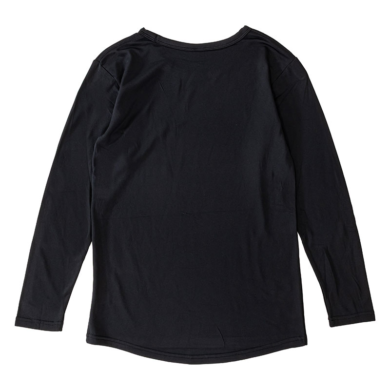 メンズ 裏起毛インナー 9分袖 丸首 ブラック