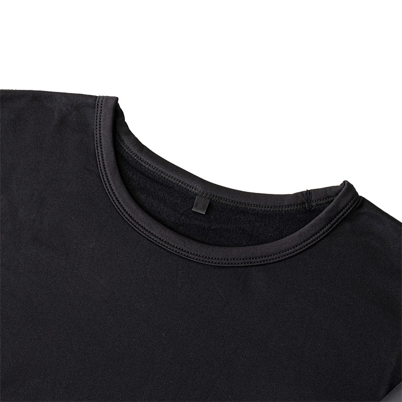 メンズ 裏起毛インナー 9分袖 丸首 ブラック