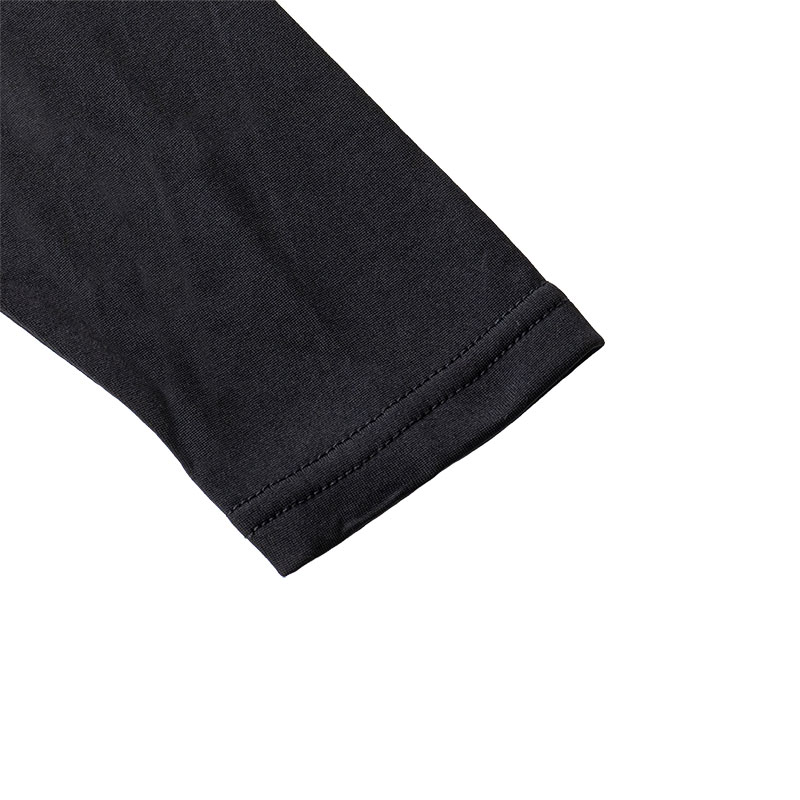 メンズ 裏起毛インナー 9分袖 丸首 ブラック