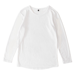 メンズ 裏起毛インナー 9分袖 丸首 ホワイト