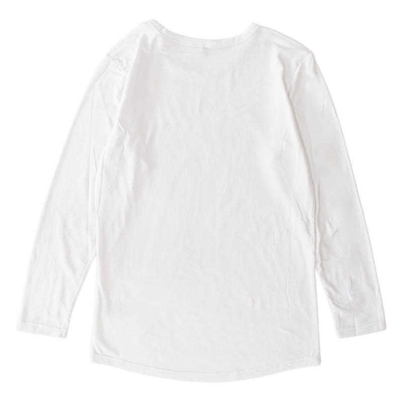 メンズ 裏起毛インナー 9分袖 丸首 ホワイト