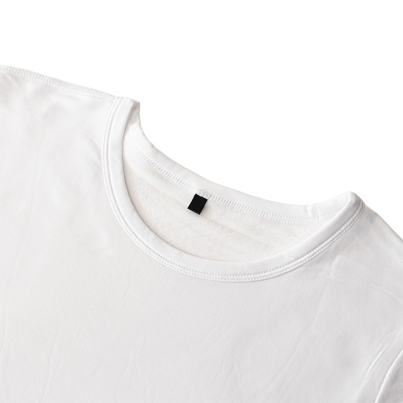 メンズ 裏起毛インナー 9分袖 丸首 ホワイト