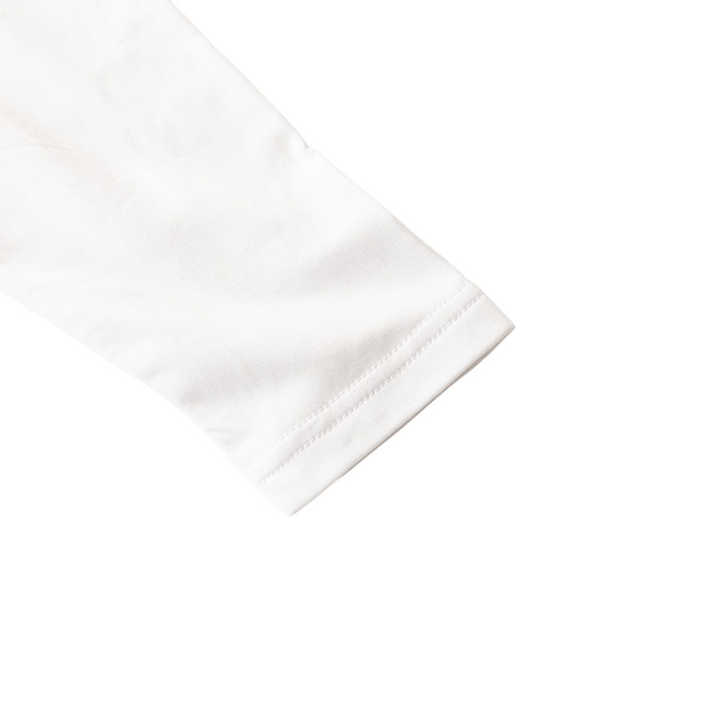 メンズ 裏起毛インナー 9分袖 丸首 ホワイト