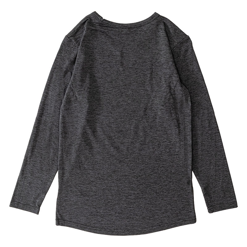 メンズ 裏起毛インナー 9分袖 丸首 杢チャコール