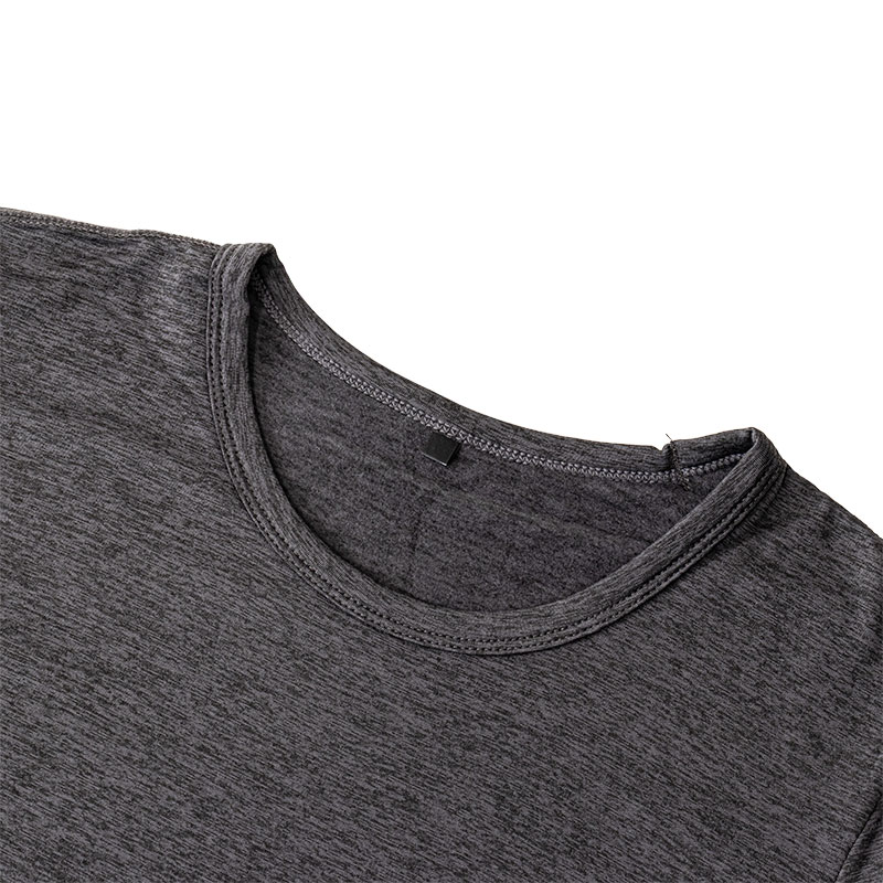 メンズ 裏起毛インナー 9分袖 丸首 杢チャコール