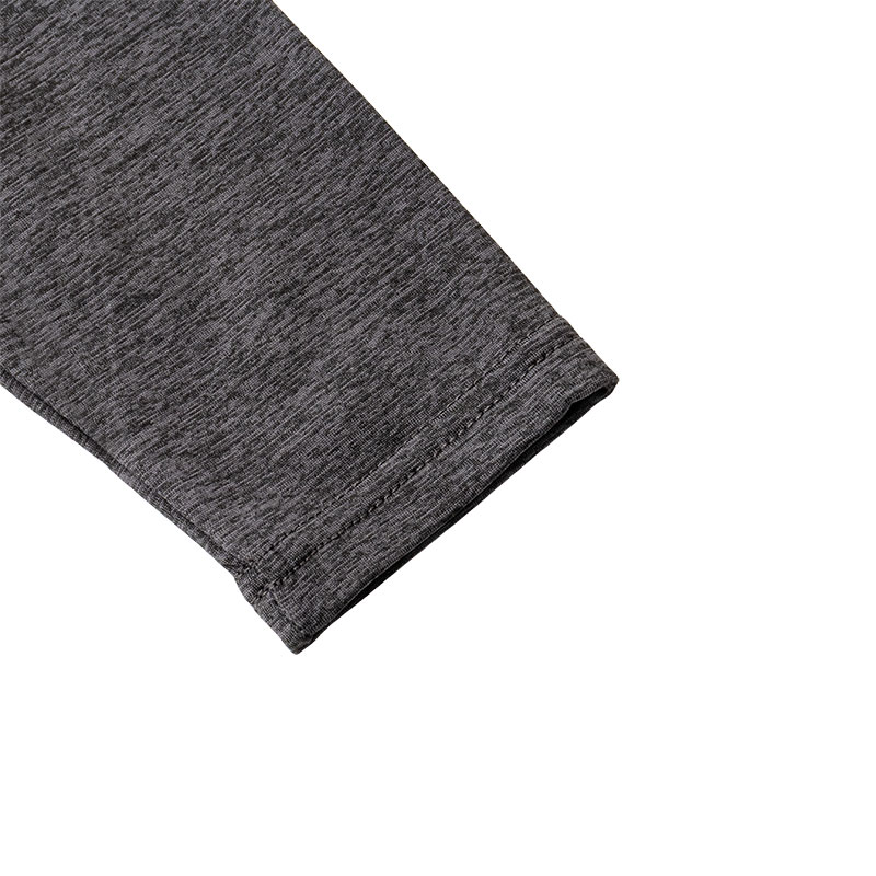 メンズ 裏起毛インナー 9分袖 丸首 杢チャコール