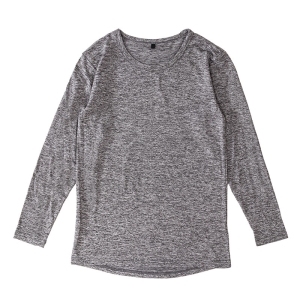 メンズ 裏起毛インナー 9分袖 丸首 杢グレー