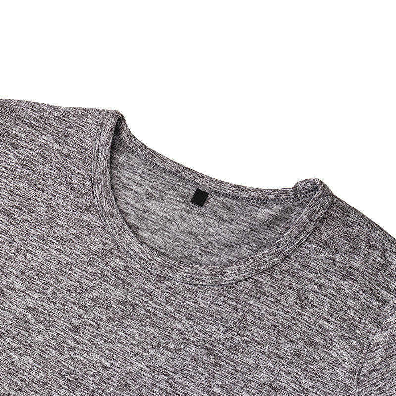 メンズ 裏起毛インナー 9分袖 丸首 杢グレー