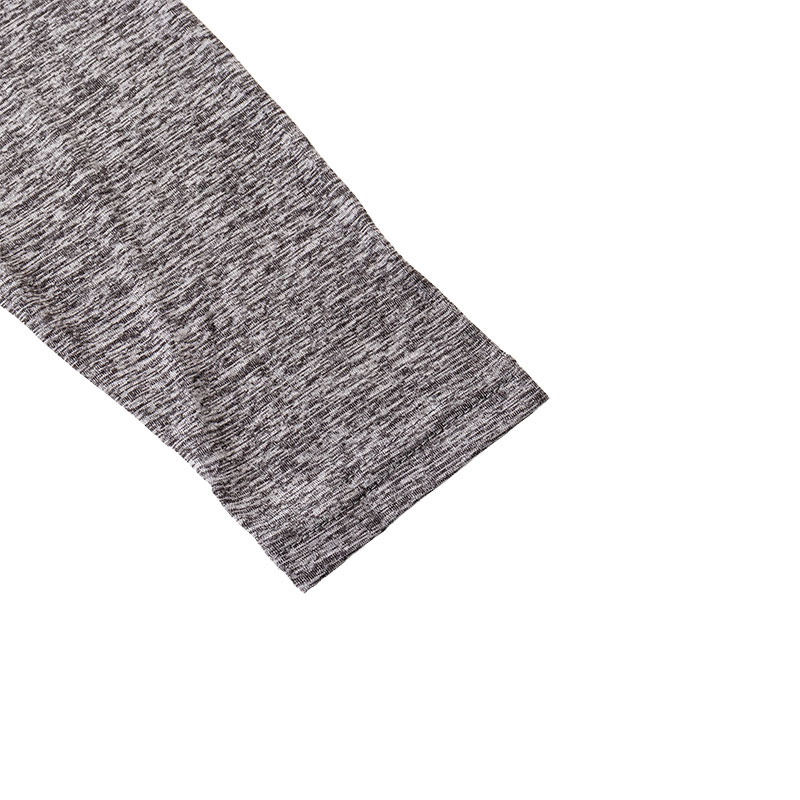 メンズ 裏起毛インナー 9分袖 丸首 杢グレー