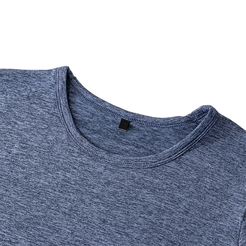 メンズ 裏起毛インナー 9分袖 丸首 杢ネイビー