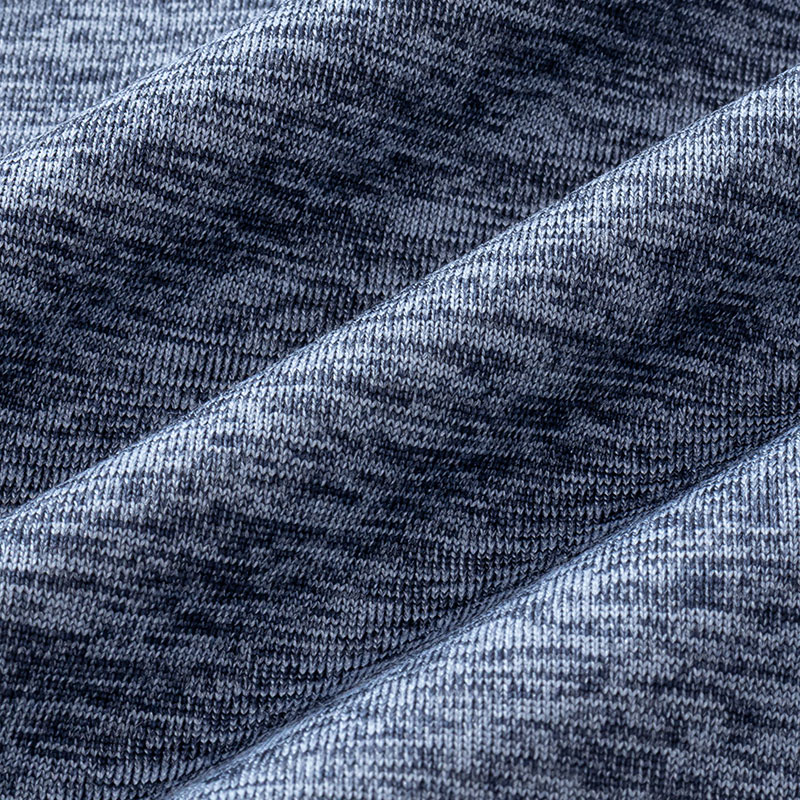 メンズ 裏起毛インナー 9分袖 丸首 杢ネイビー