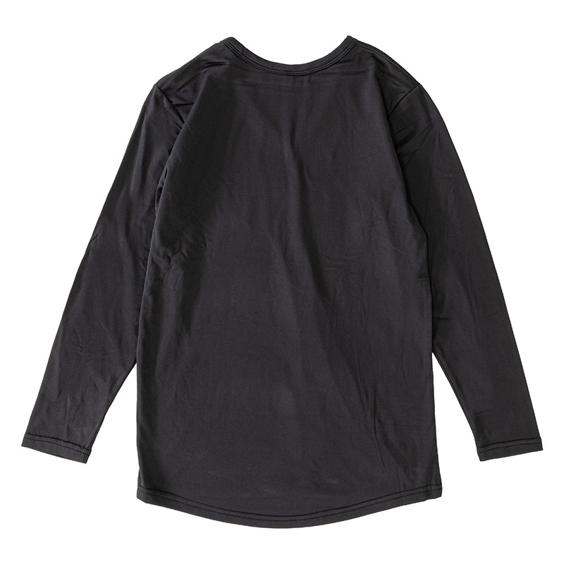 メンズ 裏起毛インナー 9分袖 V首 ブラック