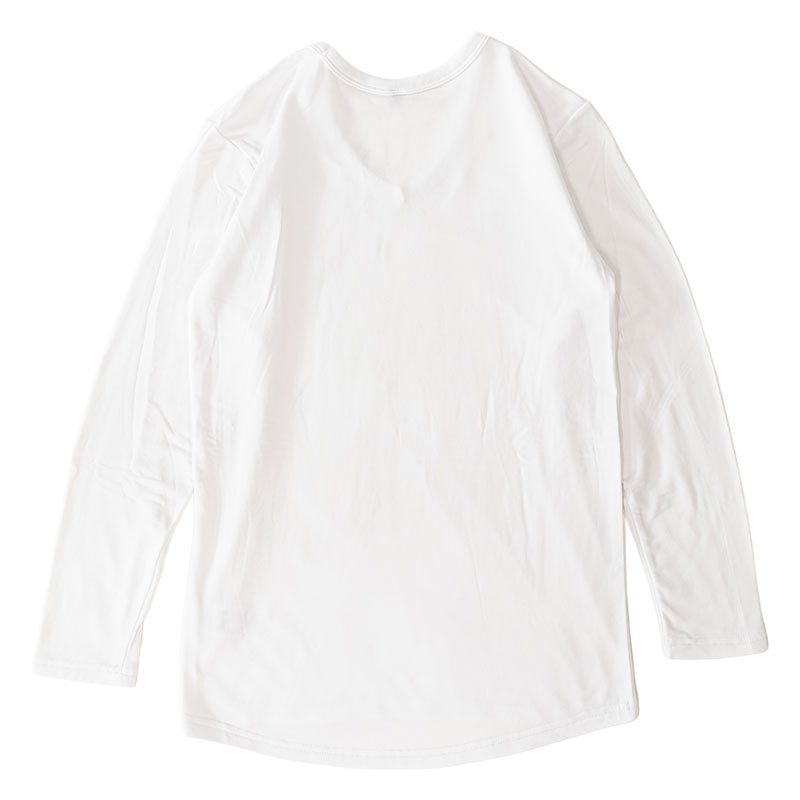メンズ 裏起毛インナー 9分袖 V首 ホワイト