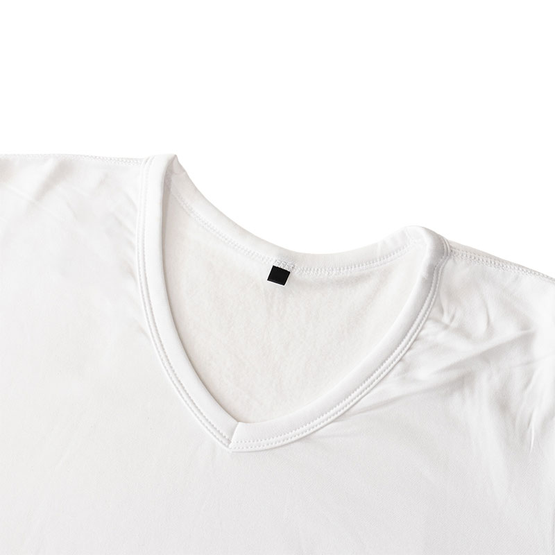 メンズ 裏起毛インナー 9分袖 V首 ホワイト