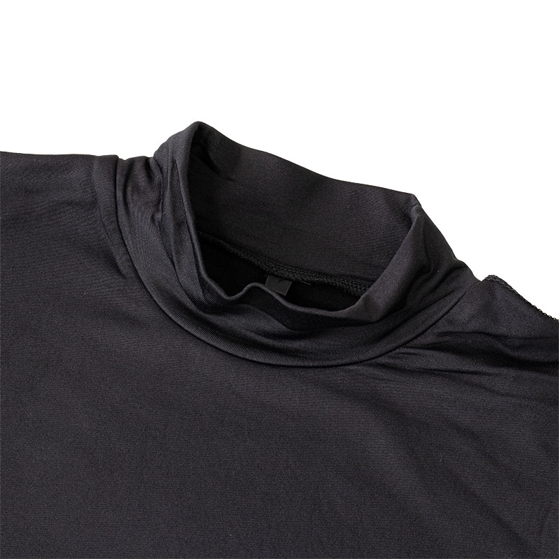 メンズ 裏起毛インナー 9分袖 ハイネック ブラック