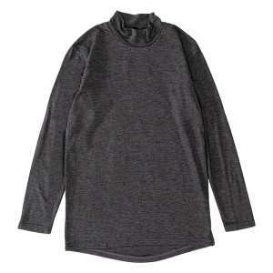 メンズ 裏起毛インナー 9分袖 ハイネック 杢チャコール