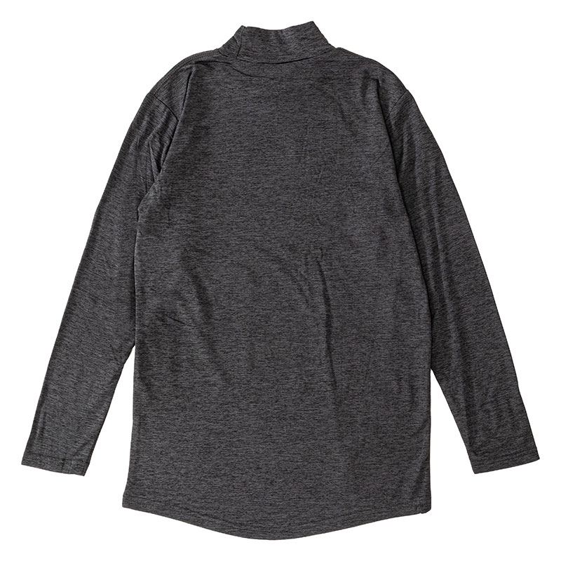 メンズ 裏起毛インナー 9分袖 ハイネック 杢チャコール