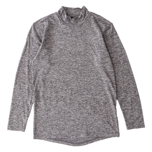 メンズ 裏起毛インナー 9分袖 ハイネック 杢グレー