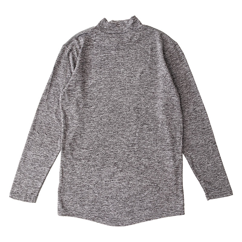 メンズ 裏起毛インナー 9分袖 ハイネック 杢グレー