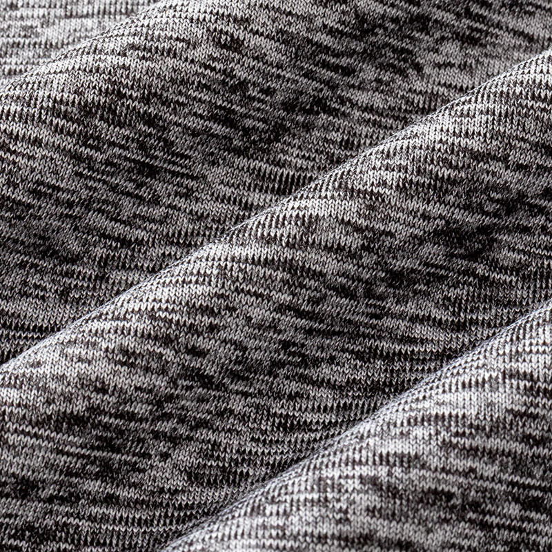 メンズ 裏起毛インナー 9分袖 ハイネック 杢グレー