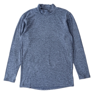 メンズ 裏起毛インナー 9分袖 ハイネック 杢ネイビー