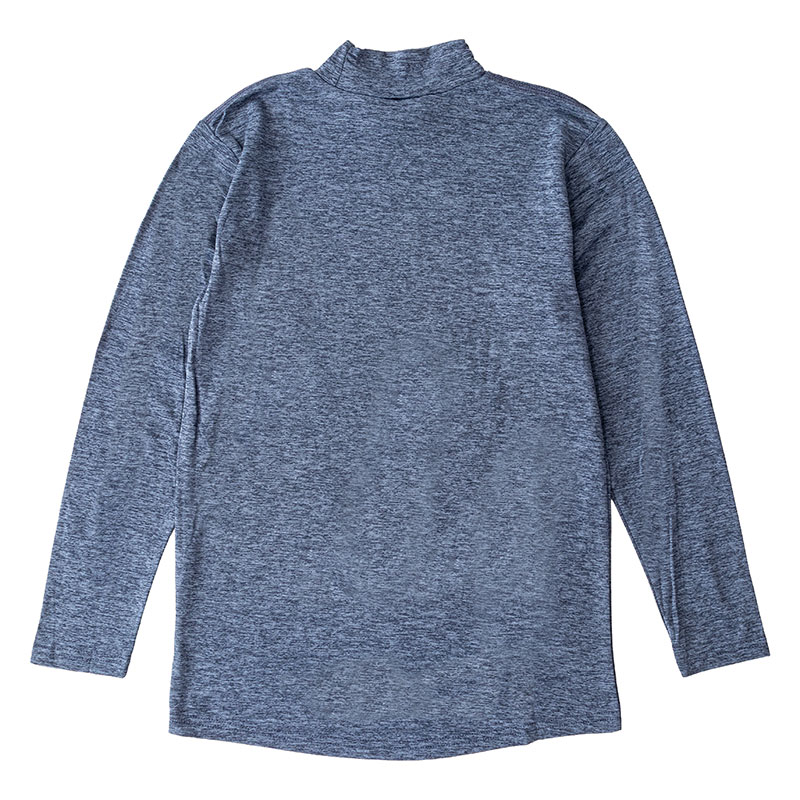 メンズ 裏起毛インナー 9分袖 ハイネック 杢ネイビー