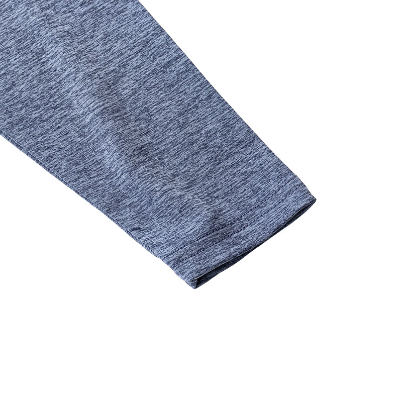 メンズ 裏起毛インナー 9分袖 ハイネック 杢ネイビー