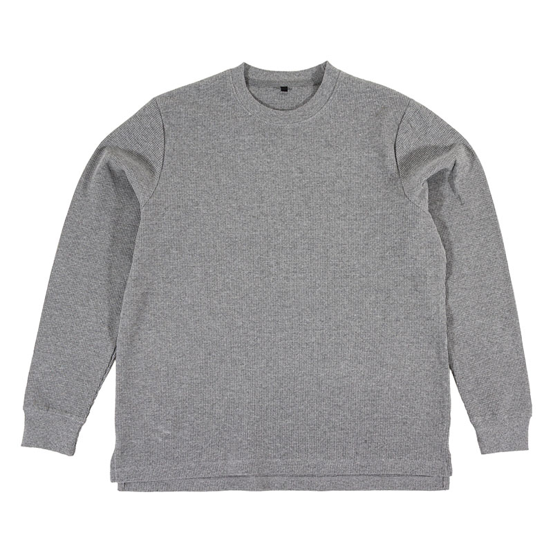 メンズ ワッフルTシャツ 長袖 杢グレー