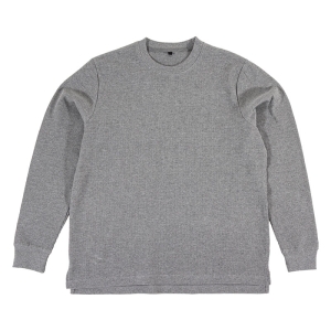 メンズ ワッフルTシャツ 長袖 杢グレー