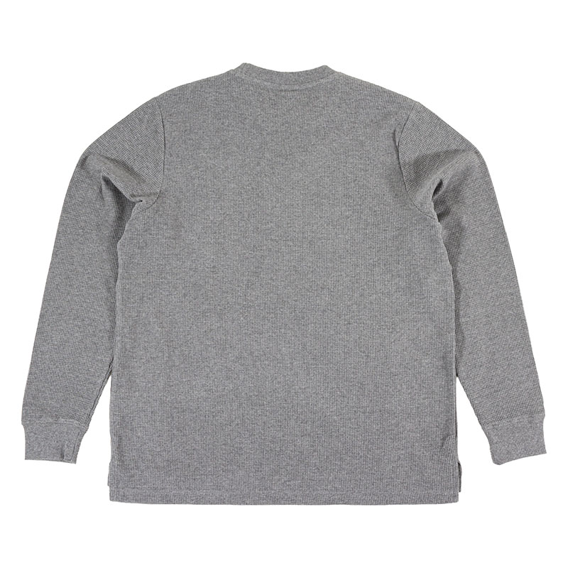 メンズ ワッフルTシャツ 長袖 杢グレー