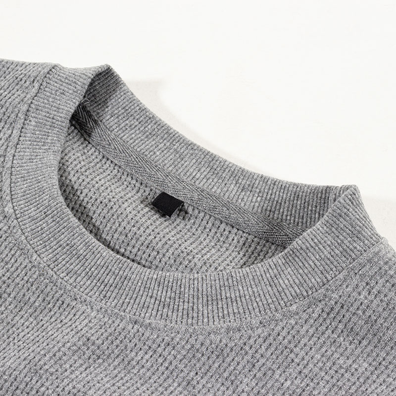 メンズ ワッフルTシャツ 長袖 杢グレー