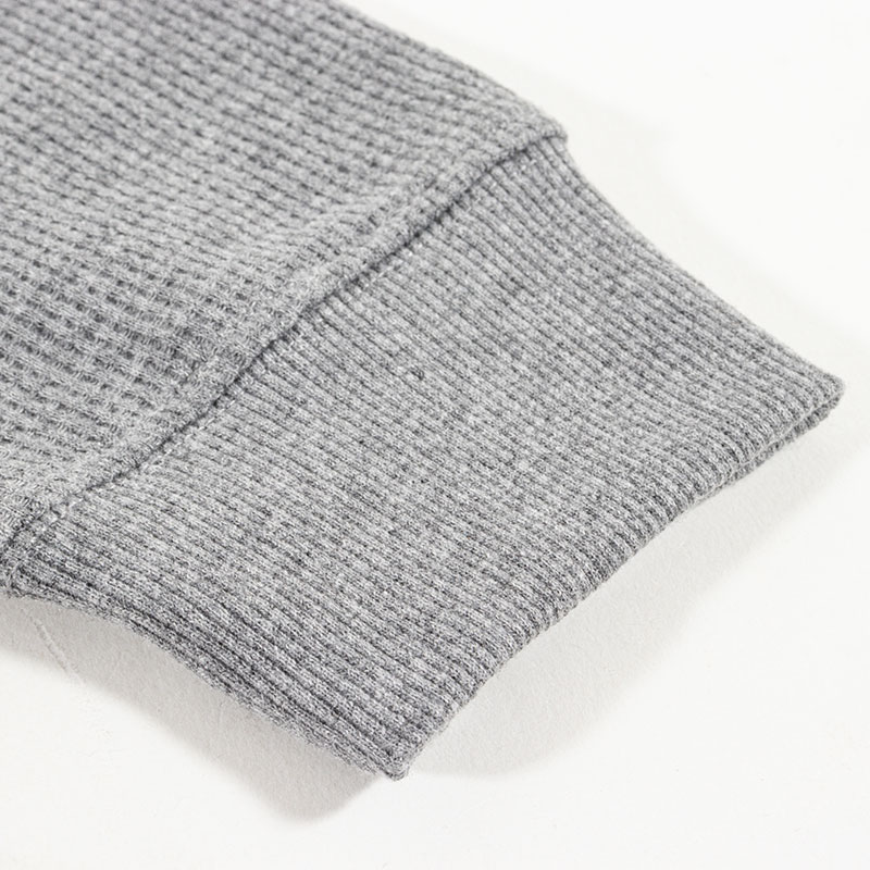 メンズ ワッフルTシャツ 長袖 杢グレー