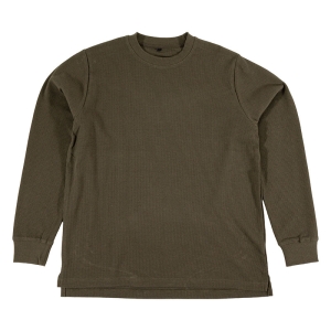 メンズ ワッフルTシャツ 長袖 カーキ