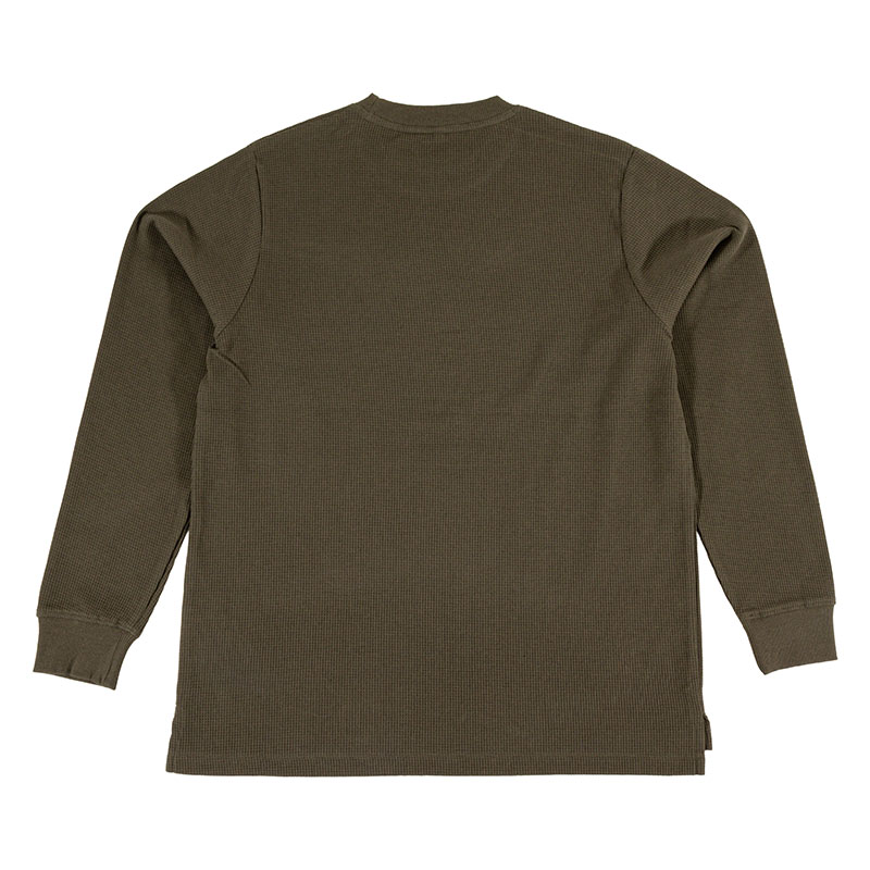 メンズ ワッフルTシャツ 長袖 カーキ