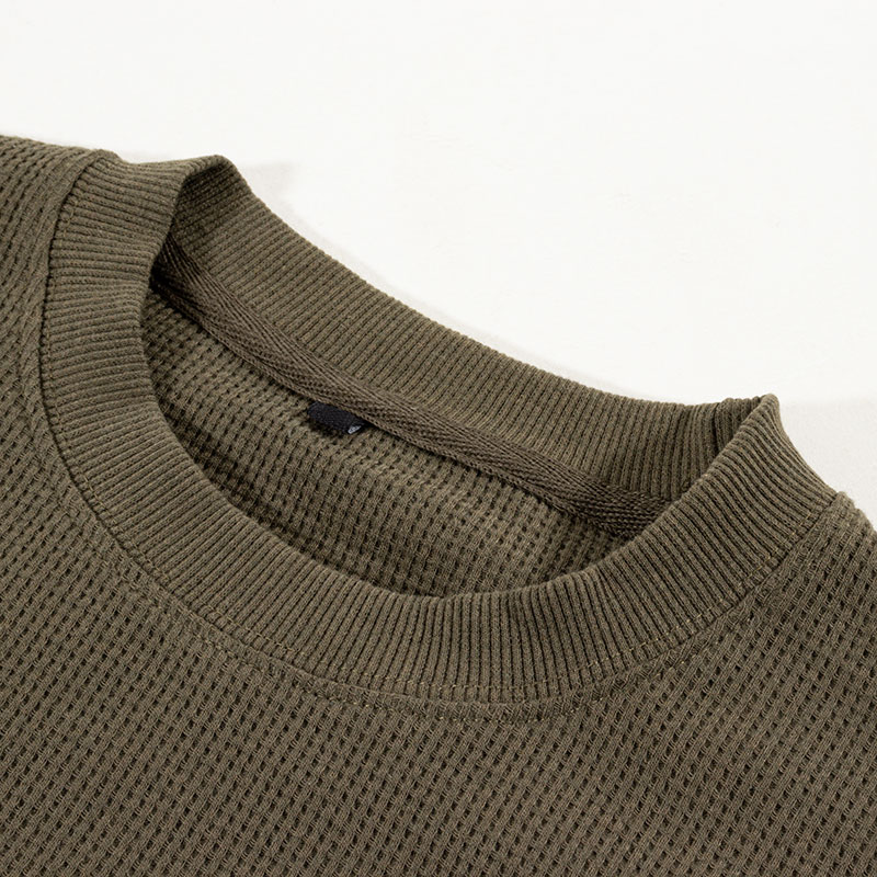 メンズ ワッフルTシャツ 長袖 カーキ