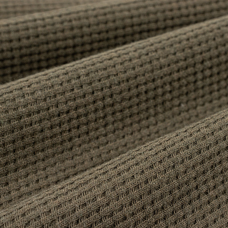 メンズ ワッフルTシャツ 長袖 カーキ