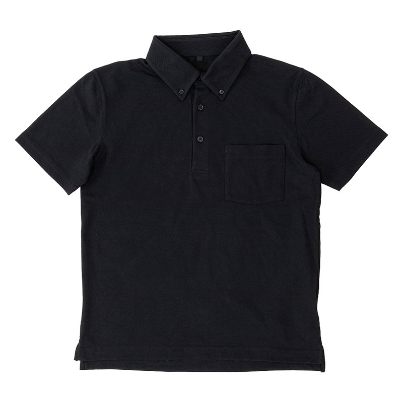 メンズ DRYポロシャツ 半袖 胸ポケット付 ブラック