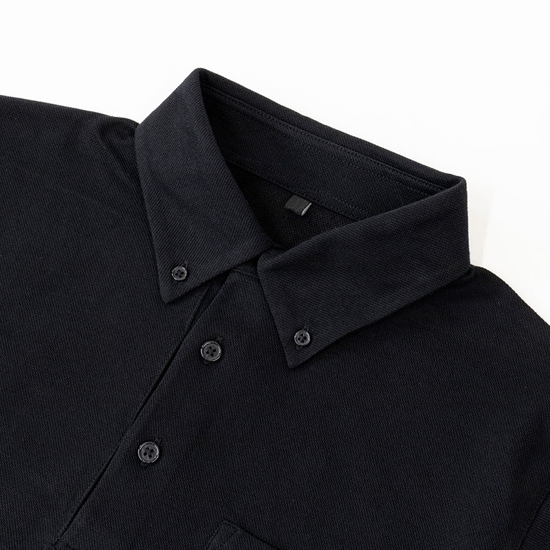 メンズ DRYポロシャツ 半袖 胸ポケット付 ブラック